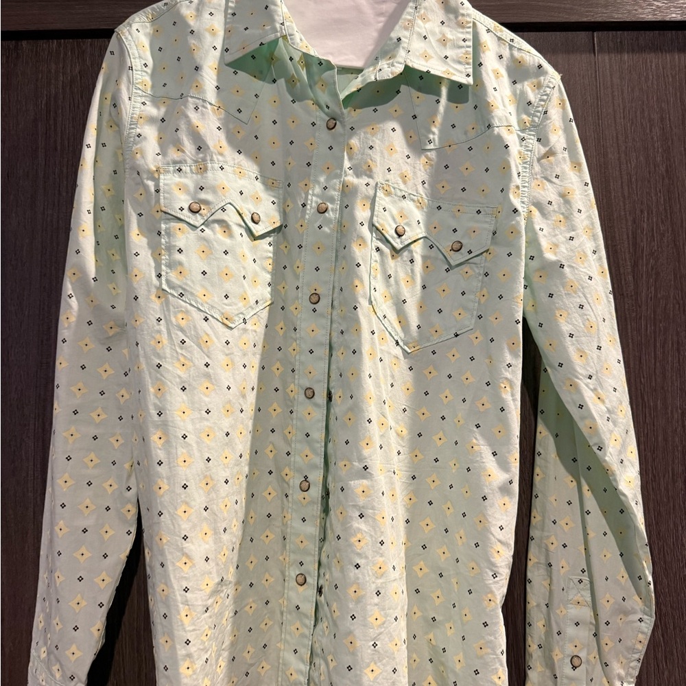 Tecovas Light Green Button Down Shirt